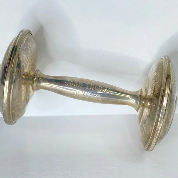 Vintage Lunt Sterling Silver Baby Rattle 1979 Teddy Bear Design SS126